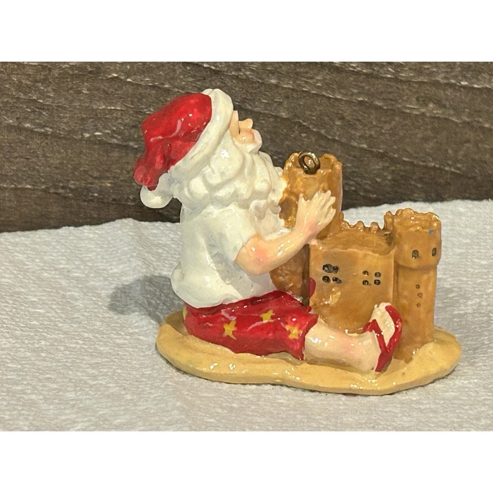 Sandcastle Santa Christmas Ornament‎ Tropical Beach Coastal